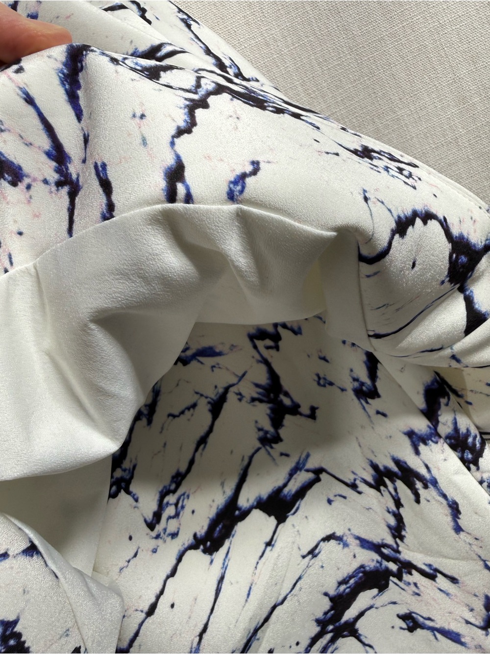 cameo White Marble Halter Peplum Mini Dress with Navy Accents - Picture 9 of 11